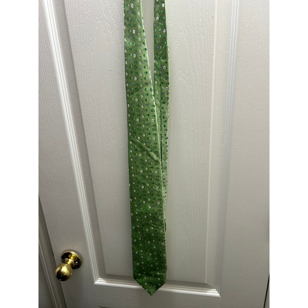 City of London Green Floral Neck Tie Floral Men's Dress 100% Imported Silk Tie